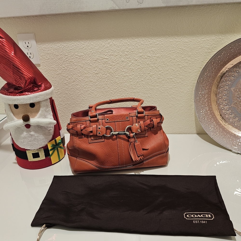 Coach Women's Satchel in Rich Orange Leather